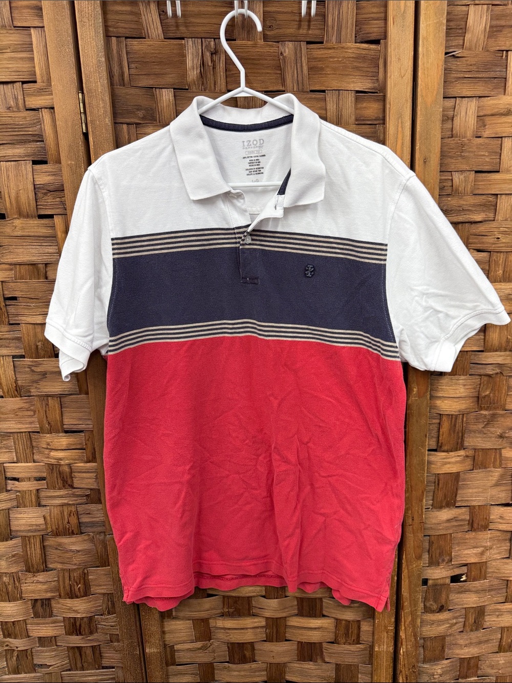 Izod Men’s Colorblock Polo in White Navy Red